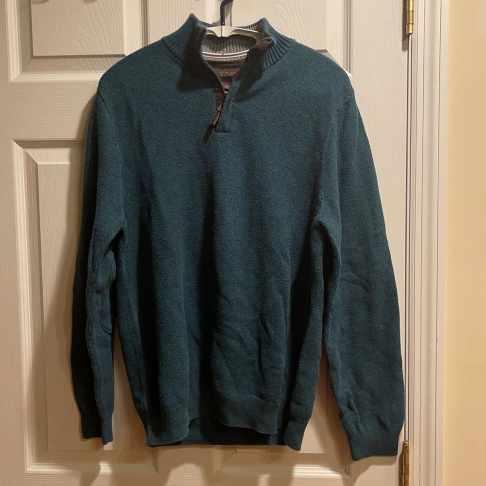 Tasso Elba Crewneck Blue zipcollar sweater large